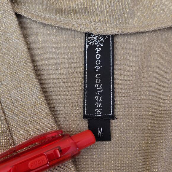 Poof Couture Gold Shimmery Cardigan Sweater Women’s Medium Lightweight Layering - Picture 4 of 9